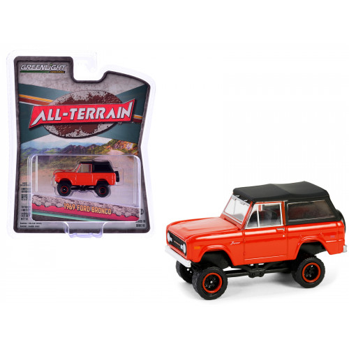 1969 Ford Bronco Poppy Red with Black Soft Top 