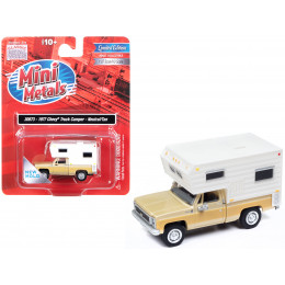 1977 Chevrolet Fleetside Pickup Truck with Camper Beige Metallic and Tan 