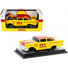 1957 Chevrolet 150 Sedan #91 Yellow with Red Hood and Top 