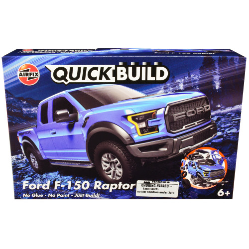 Skill 1 Model Kit Ford F-150 Raptor Blue Snap Together by Airfix Quickbuild