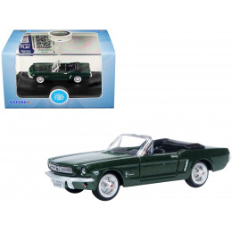 1965 Ford Mustang Convertible Ivy Green Metallic 1/87 (HO) Scale Diecast Model Car by Oxford Diecast