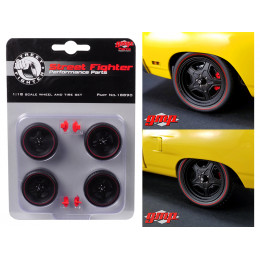 5-Spoke Wheel and Tire Set of 4 from 1970 Plymouth Road Runner Street Fighter 6-Pack Attack 1/18 by GMP