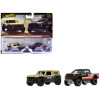 Ford Bronco R Gold Metallic and Black and 2017 Ford F-150 Raptor Pickup Truck #17 Black with Stripes