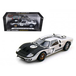 1966 Ford GT-40 MK II #7 Silver 1/18 Diecast Model Car by Shelby Collectibles