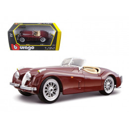 1951 Jaguar XK 120 Roadster Burgundy 1/24 Diecast Model Car by Bburago