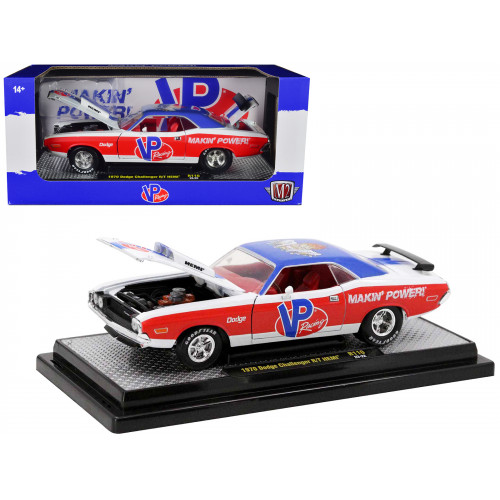 1970 Dodge Challenger R/T Hemi White with Red and Blue Stripes with Red Interior 