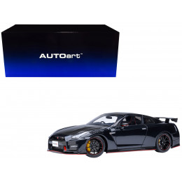 2022 Nissan GT-R (R35) Nismo Special Edition RHD (Right Hand Drive) Meteor Flake Black Pearl with Carbon Hood and Top 1/18 Model Car by Autoart