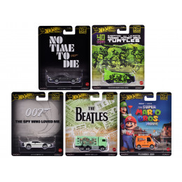 'Pop Culture 2024' 5 piece Set D 'Premium Series' Diecast Model Cars by Hot Wheels