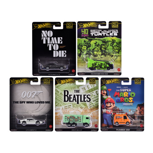 'Pop Culture 2024' 5 piece Set D 'Premium Series' Diecast Model Cars by Hot Wheels