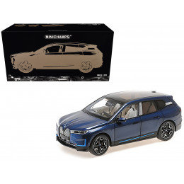 BMW iX Blue Metallic 1/18 Diecast Model Car by Minichamps