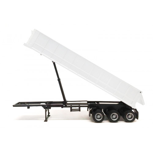 3-Axle Dump Trailer White 1/87 (HO) Plastic Model by Promotex