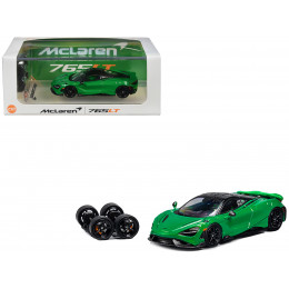 McLaren 765LT Green with Black Top and Extra Wheels 1/64 Diecast Model Car by CM Model