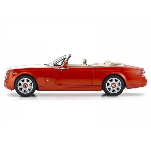 Rolls Royce Phantom Drophead Coupe Orange Metallic with Silver Hood 1/18 Diecast Model Car by Kyosho