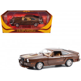 1978 Ford Mustang II King Cobra Dark Brown Metallic with Orange and Gold Hood Stripes 1/18 Diecast Model Car by Greenlight