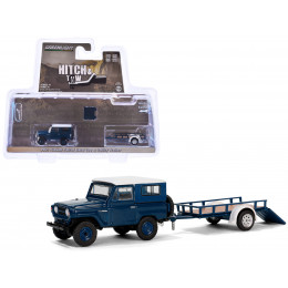 1961 Nissan Patrol Blue with White Top and Utility Trailer 