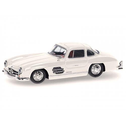 Mercedes-Benz 300 SL Gullwing White with Red Interior 1/87 (HO) Plastic Model Car by Promotex
