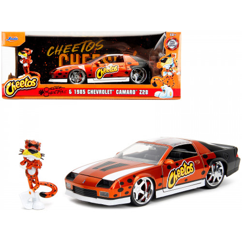 1985 Chevrolet Camaro Z/28 Orange Metallic with Graphics and Chester Cheetah Diecast Figure 