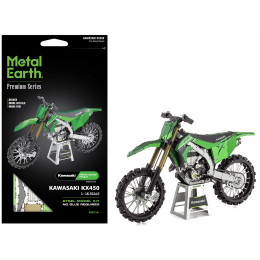 Model Kit Kawasaki KX450 Off-Road Motorcycle Green (Challenging Difficulty) Steel Model by Metal Earth