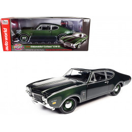 1969 Oldsmobile Cutlass S W-31 Post Coupe Glade Green Metallic with Black Hood Stripes 