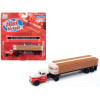 1941-1946 Chevrolet Tractor Red and White with Flatbed Bottle Trailer