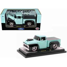 1956 Ford F-100 Pickup Truck Light Blue and Black Limited Edition to 6250 pieces Worldwide 1/24 Diecast Model Car by M2 Machines