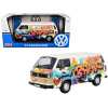 Volkswagen Type 2 (T3) Van White Metallic with Graffiti Graphics 1/24 Diecast Model Car by Motormax