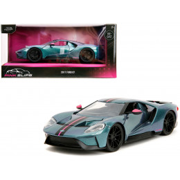2017 Ford GT Blue Metallic with Pink and Black Stripes 