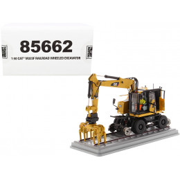 CAT Caterpillar M323F Railroad Wheeled Excavator with Operator and 3 Work Tools (CAT Yellow Version) 