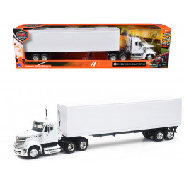 International LoneStar Truck with Dry Goods Trailer White 