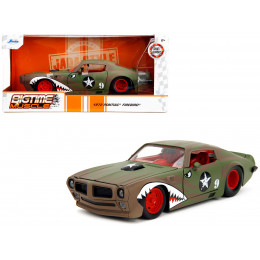 1972 Pontiac Firebird #9 Green Camouflage Flames with Graphics and Red Interior 