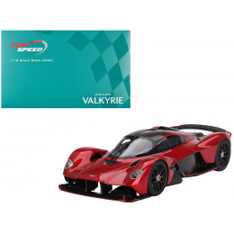 Aston Martin Valkyrie Hyper Red Metallic and Carbon 1/18 Model Car by Top Speed