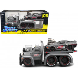 1953 Mack B-61 Flatbed Truck and 1971 Chevrolet Camaro Gray 