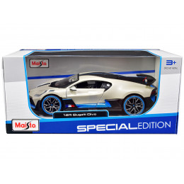 Bugatti Divo Satin White Metallic with Carbon and Blue Accents 