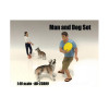 Man and Dog 2 Piece Figure Set For 1:18 Scale Models by American Diorama