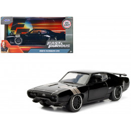 Dom's Plymouth GTX Black with Silver Stripes Fast & Furious F8 