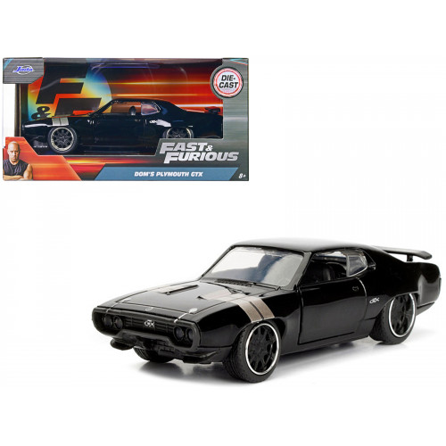 Dom's Plymouth GTX Black with Silver Stripes Fast & Furious F8 