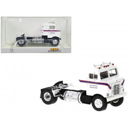 1950 Kenworth Bullnose Truck Tractor White with Blue Stripes 