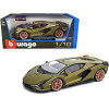 Lamborghini Sian FKP 37 Matt Green Metallic with Copper Wheels 1/18 Diecast Model Car by Bburago