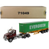 Western Star 4700 SB Tandem Truck Tractor Metallic Red with Skeleton Trailer and 40' Dry Goods Sea Container