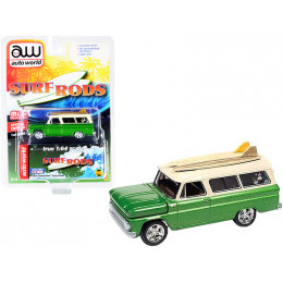 1965 Chevrolet Suburban Green Metallic and Cream with Two Surfboards 