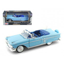 1958 Chevrolet Impala Convertible Blue 1/24 Diecast Model Car by Motormax