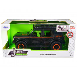 2021 Ford Bronco Matt Black with Orange Stripes and Roof Rack 