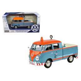 Volkswagen Type 2 (T1) Delivery Service Pickup Truck Blue and Orange 