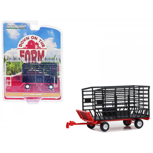 Bale Throw Wagon Black and Red 'Down on the Farm' Series 8 1/64 Diecast Model by Greenlight