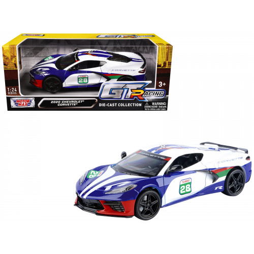 2020 Chevrolet Corvette #28 White with Blue Graphics 