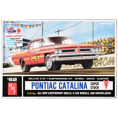 Skill 2 Model Kit 1962 Pontiac Catalina Super Stock 3-in-1 Kit 1/25 Scale Model by AMT