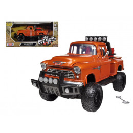 1955 Chevrolet 5100 Stepside Off-Road Pickup Truck Orange 1/24 Diecast Model Car by Motormax