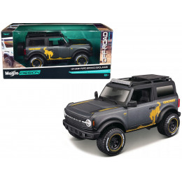 2021 Ford Bronco Badlands Dark Gray Metallic with Gold Graphics and Roof Rack 