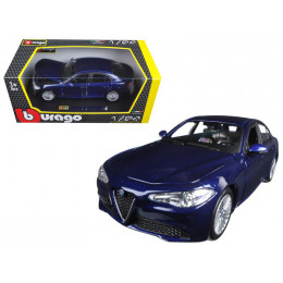 2016 Alfa Romeo Giulia Dark Blue Metallic 1/24 Diecast Model Car by Bburago