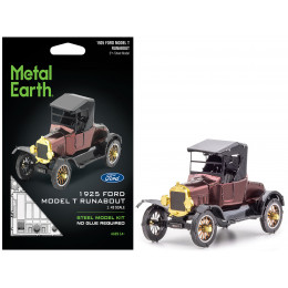 Model Kit 1925 Ford Model T Runabout Dark Red and Black (Moderate Difficulty) Steel Model by Metal Earth